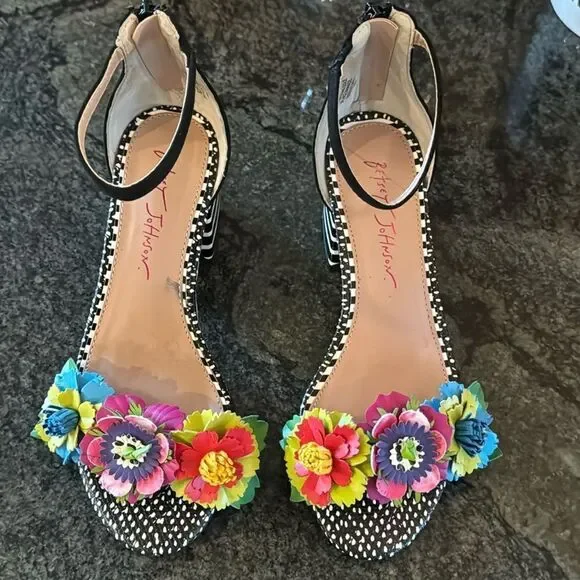 Betsey Johnson  Lore Floral Strap Dress Sandals - Picture 3 of 9